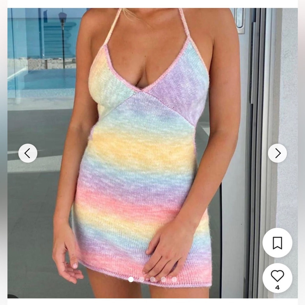 Frankie's Bikinis Pink and Purple Halter Sundress